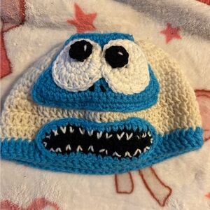 Playful Blue and White Monster Beanie